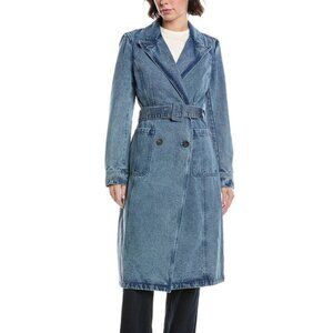 Anthropologie Avec Les Filles Medium Wash Denim Trench Coat Long Jacket Size S